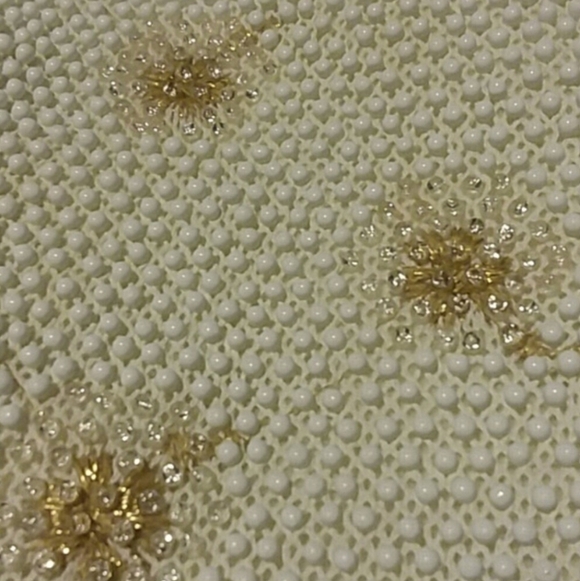 Vintage Beaded Handbag 1960's Cream and Gold Beaded Top Handle Bag Rever… - Picture 3 of 12